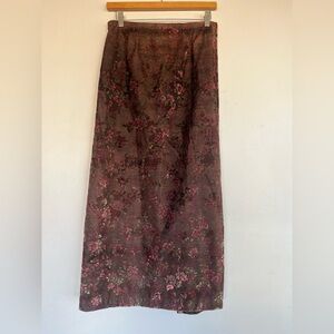 Velvet floral full length skirt